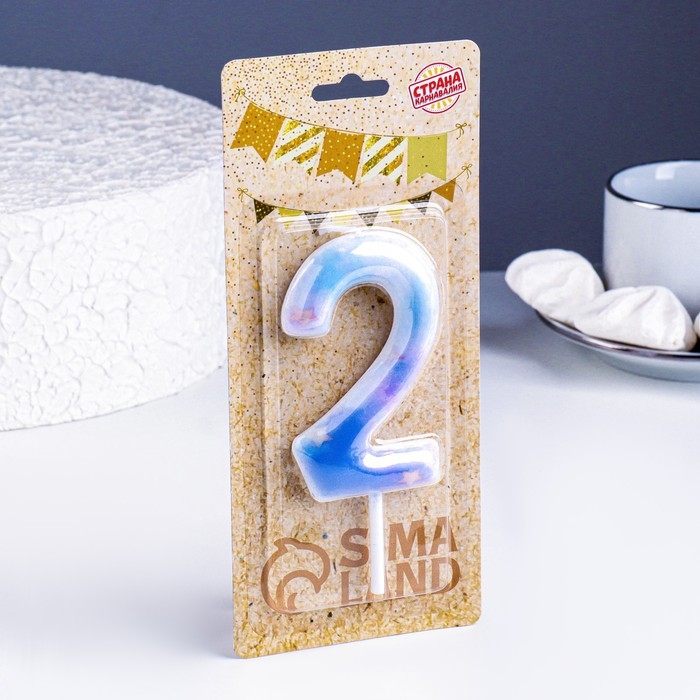 Свеча в торт на шпажке Свеча в торт на шпажке "Звездопад", цифра 2, 9 см, ГИГАНТ