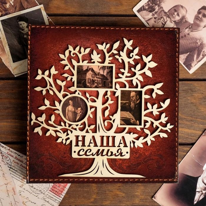 Родословная книга &laquo;Наша семья&raquo;, с деревянным элементом, 84 страницы, 24,5 х 23 х 4 см.
