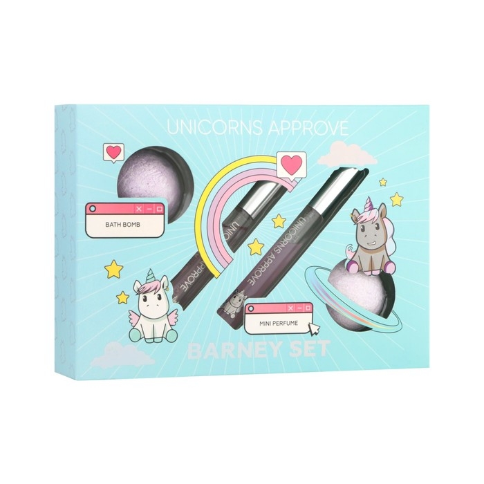 Подарочный набор косметики Unicorns Approve Подарочный набор косметики Unicorns Approve "Barney" (туалетная вода,10 мл 2 шт + бомбочка для ванны 2 шт)