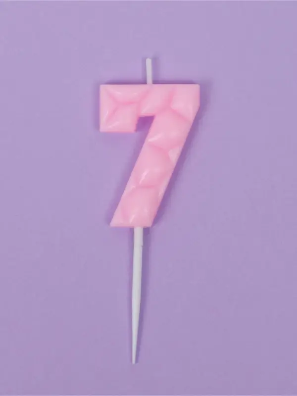 Свеча для торта &laquo;Цифра 7&raquo;, светло-розовая
