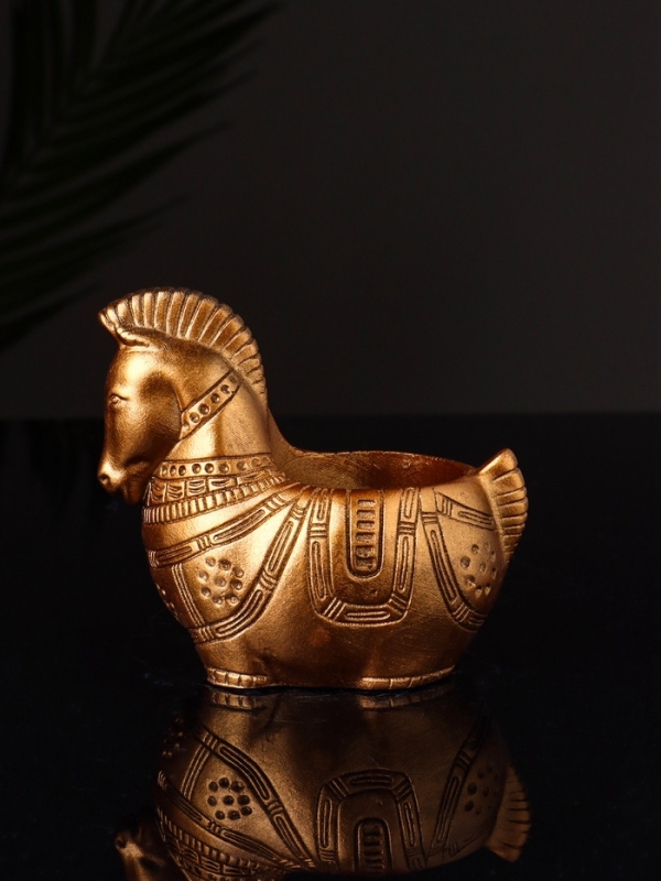 Кашпо "Лошадка с орнаментом" 8х9х6 см, бронза