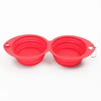 Миска силиконовая двойная, складная, красная