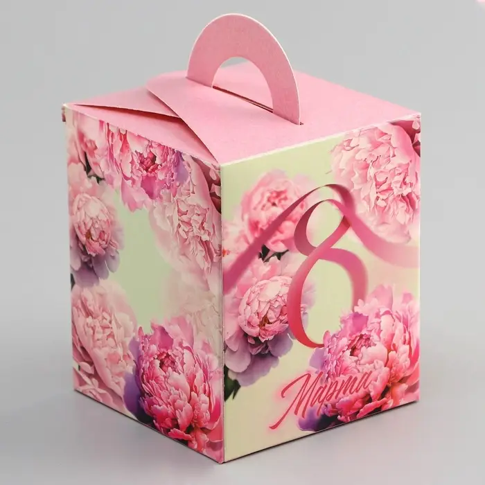 Коробка для 1 капкейка, &laquo;8 марта&raquo;, 9.2&times;9.2&times;11.1 см