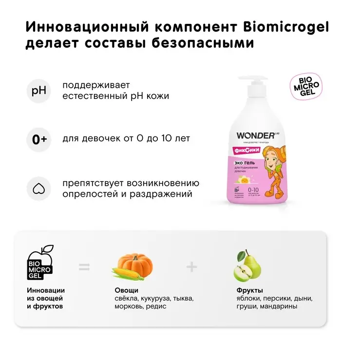 Экогель для подмывания девочек WONDER LAB, 540 мл