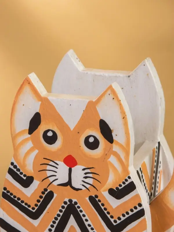 Подставка под ручки "Котик" албезия 12х8х15 см