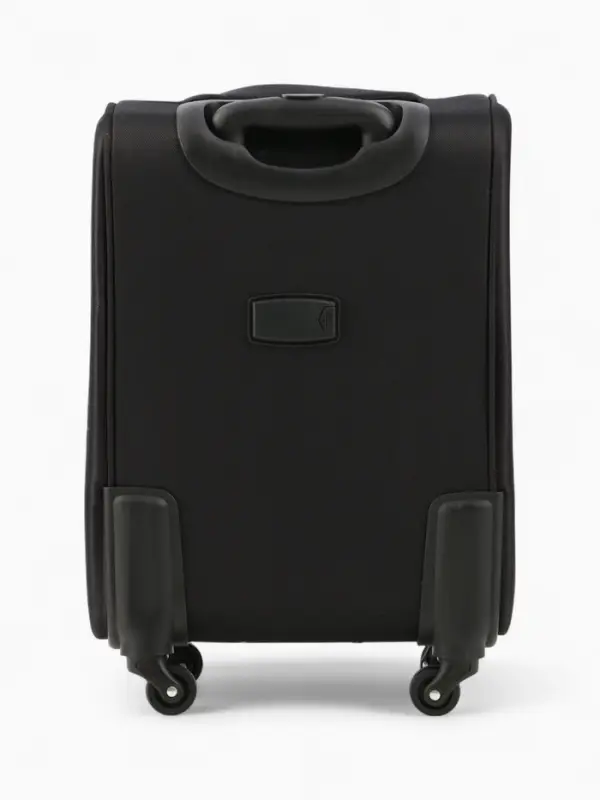 Чемодан 20", Текст, 37*23*55, отд на молнии, 2 нар/карм, увелич, код замок, 4 колеса, черный   10872