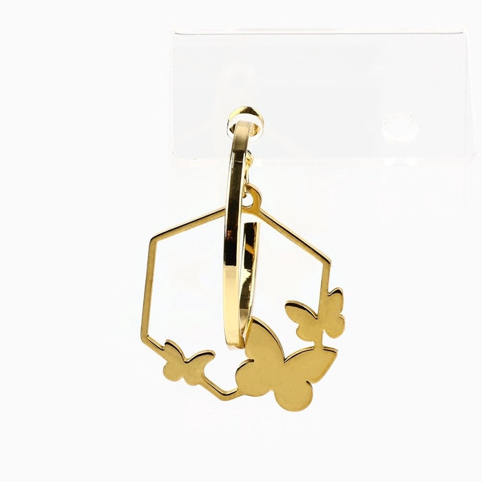 Серьги-кольца с подвесом бабочками &laquo;Самой особенной&raquo;, 3 см