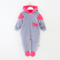 Комбинезон утеплённый, цвет серо-розовый, рост 74 см Комбинезон утеплённый, цвет серо-розовый, рост 74 см