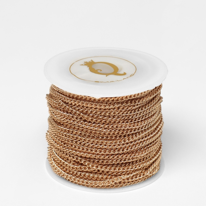 Цепочка железная без карабина на бобине, 0,11&times;0,11&times;0,1см, L=10м, сердце, цвет золото