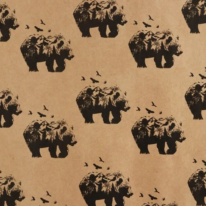 Бумага упаковочная крафтовая &laquo;Bear&raquo;, 70 х 100 см