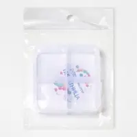 Таблетница, 4 секции, 7&times;6.7&times;2.4 см, прозрачная