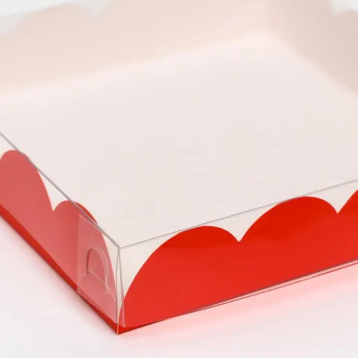 Коробка для печенья, красная, 15 х 15 х 3 см