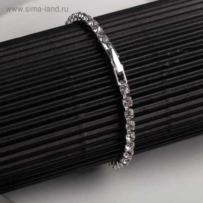 Браслет со стразами &laquo;Сияй&raquo; тонкая нить, цвет белый в серебре, 18 см