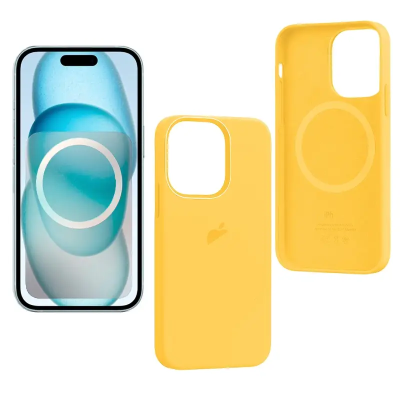 Чехол iPh 15 Pro Silicon Case 100% ORG (MagSafe + анимация NFC) c LOGO Sunshine