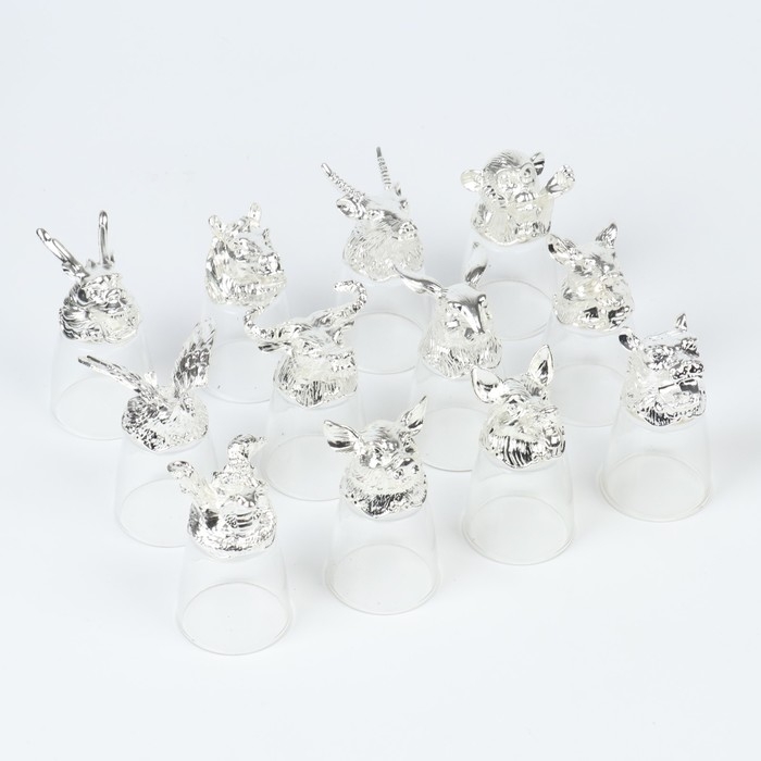 Подарочный набор рюмок-перевёртышей на 12 персон, с графином 400 мл, рюмка 30 мл, серебро Подарочный набор рюмок-перевёртышей на 12 персон, с графином 400 мл, рюмка 30 мл, серебро