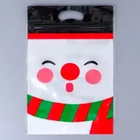 Пакет подарочный, с zip - lock застежкой, &laquo;Снеговик&raquo;, 15&times;23&plusmn;1 см