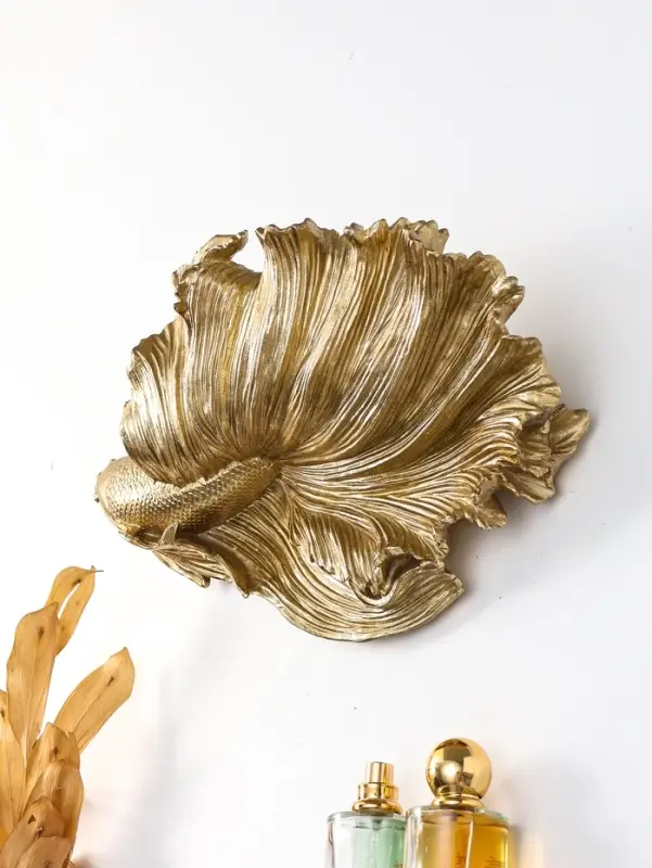 Панно интерьерное полистоун "Большая золотая рыбка. Вуалехвост" 31х19х11,7 см