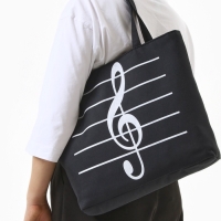 Шопер Музыка, 42*9*32, отдел на молнии, подклад, черный/белый Шопер Музыка, 42*9*32, отдел на молнии, подклад, черный/белый