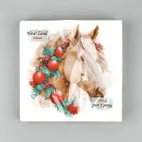 Салфетки бумажные New Line Fresco &laquo;Белая лошадь с новогодними украшениями&raquo;, 33х33 см, 2 слоя 20 лист