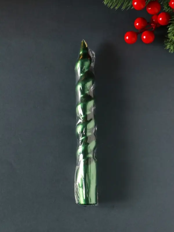 Свеча витая "LUXURY" 25*180 мм, лакированная, зеленая