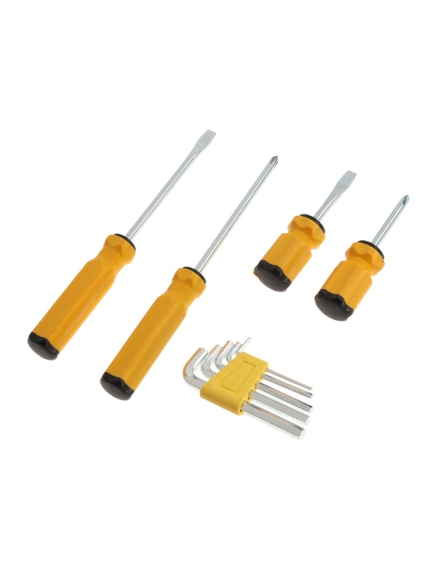 Набор инструментов в блистере ЛОМ, отвертки PH1 и SL5 4 шт., шестигранные ключи 5 шт. Набор инструментов в блистере ЛОМ, отвертки PH1 и SL5 4 шт., шестигранные ключи 5 шт.