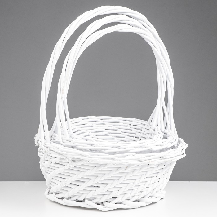 Набор корзин 3 шт, ива, белый Набор корзин 3 шт, ива, белый