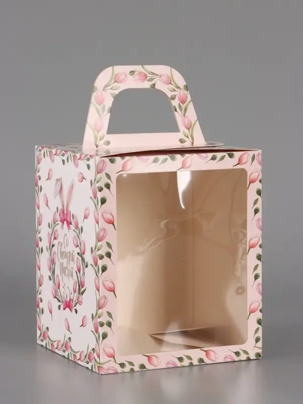 Пасхальная коробочка с окном "Тюльпаны" 15 х 15 х 18 см