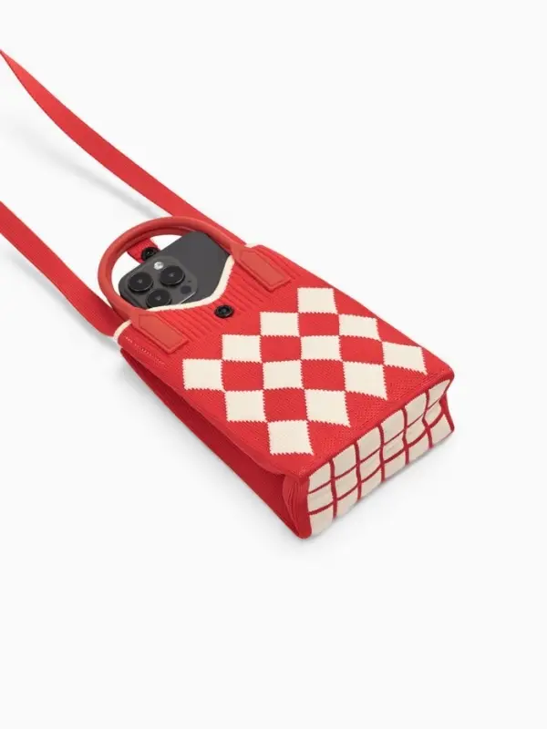 Сумка подр Ромбы, 12*4*17, отд на кнопке, дл ремень, красный