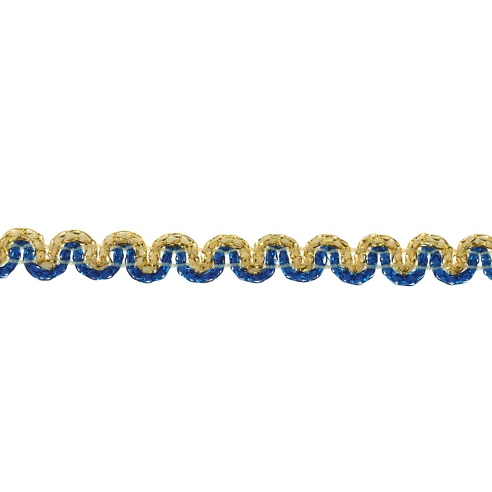 Тесьма Волна сине-золотая 0,8см, в упаковке 25 метров