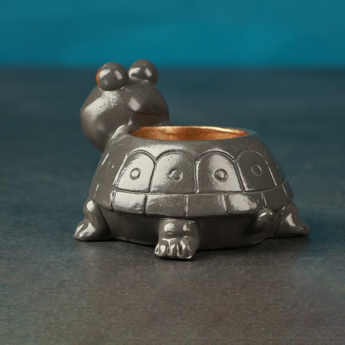 Подсвечник "Черепаха" серый, 8см