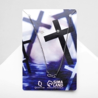 Гарнитур 2 предмета: серьги, кулон &laquo;Крестик&raquo;, цвет чернёное серебро, 43 см