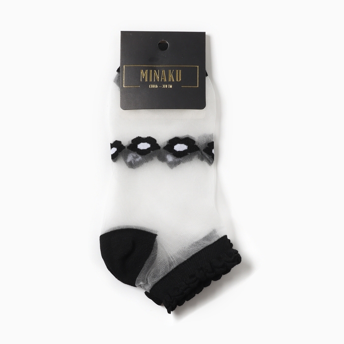 Носки женские стеклянные MINAKU &laquo;Цветы&raquo;, цвет чёрный, р-р 36-37 (23 см)