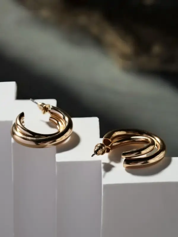 Серьги металл "Переплетение" тренд, цвет золото