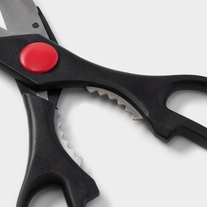 Ножницы кухонные Доляна &laquo;Помощник&raquo;, 20 см, с открывалкой для бутылки, цвет чёрный