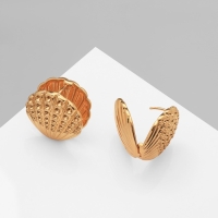 Серьги металл &laquo;Аккорд&raquo; ракушка, лучи, цвет золото