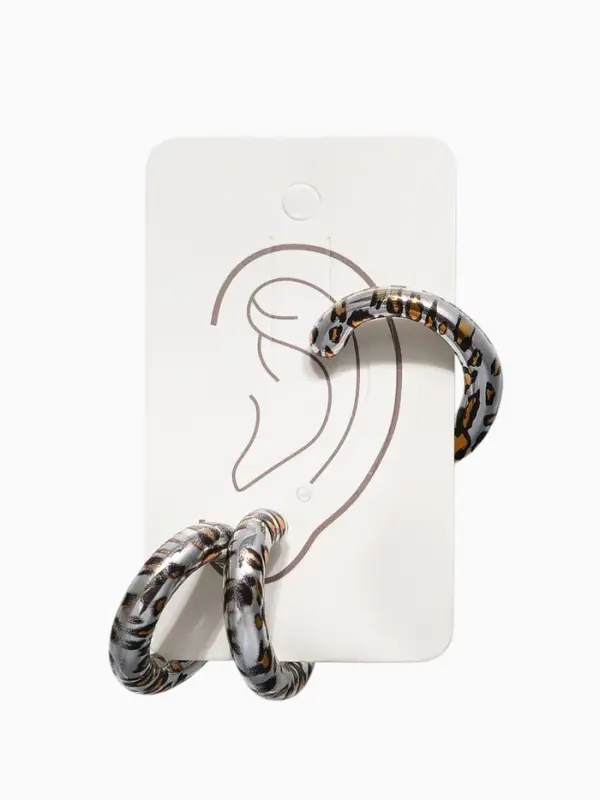 Набор серьги и каффы "Леопард", цвет серебро