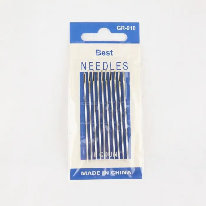 Иглы швейные №1/5, d=1.04 мм, 6 см, с золотым ушком, 10 шт.