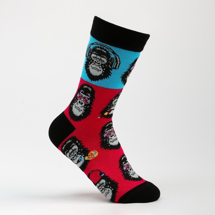 Носки Носки "Обезьяны", цвет розовый/голубой, размер 27-29