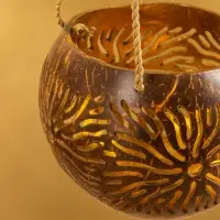 Подсвечник подвесной из кокоса, 9-12 см, коричневый