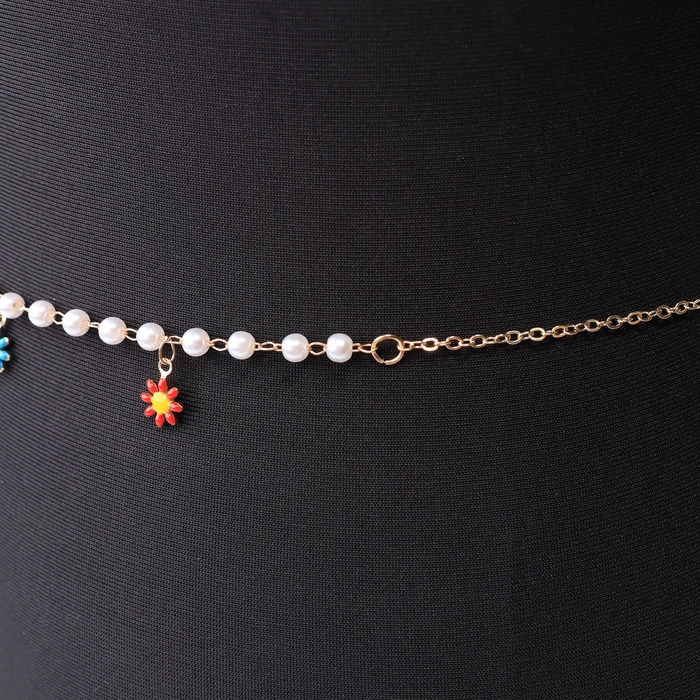 Портупея &laquo;Талия&raquo; цветы, цветная в золоте, 68 см + 25 см удлинитель