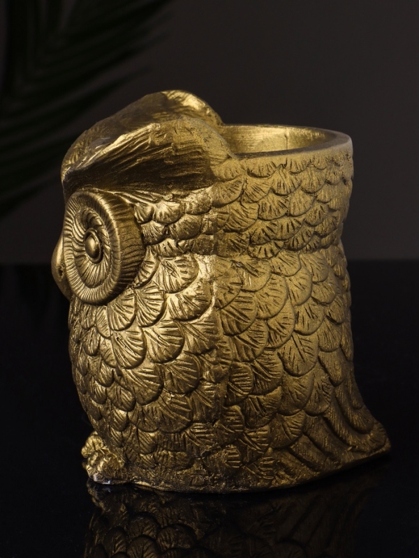 Кашпо "Совушка" 11х10х10 см, цвет латунь