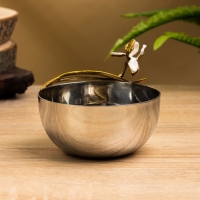 Менажница "Лилия" 10х10х7,5 см, нержавеющая сталь, латунь