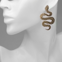 Новый год! Символ года 2025! Серьги металл &laquo;Змея&raquo; большая, цвет золото