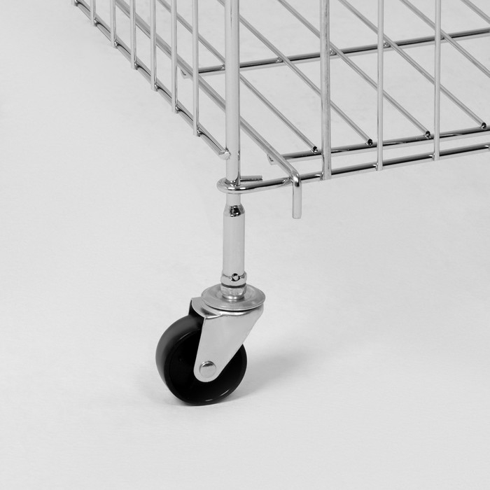 Корзина-накопитель складная, на колесах, 1 полка, 50&times;80&times;70см, цвет хром