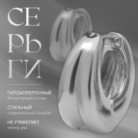 Серьги металл &laquo;Аккорд&raquo; двойной круг, цвет серебро