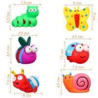 Набор резиновых игрушек для ванны &laquo;Букашечки&raquo;, с пищалкой, 6 шт, Крошка Я