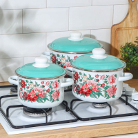 Набор кастрюль &laquo;Армель&raquo;, 3 предмета: 2 л, 3 л, 4 л, эмалированные крышки, индукция