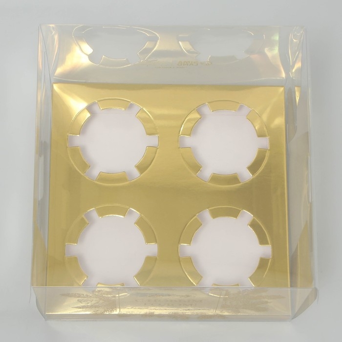 Коробка для капкейка &laquo;Верь в мечту&raquo;, золото, 16 х 16 х 11.5 см, Новый год