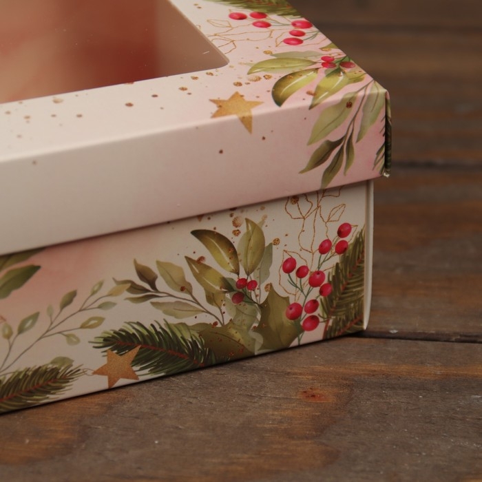 Новый год. Коробка подарочная новогодняя складная, крышка-дно, с окном Новый год. Коробка подарочная новогодняя складная, крышка-дно, с окном "Коробка счастья" 21 х 15 х 7 см