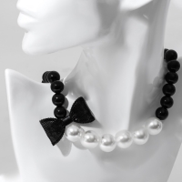 Бусы &laquo;Бантик&raquo;, шар №12 - 18, цвет черно-белый, L=41 см